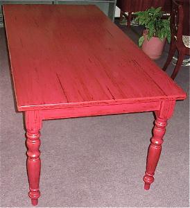 Farm Table Repainted Red And Distressed