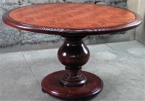 Round Table With Parquet Top And Pedestal Base