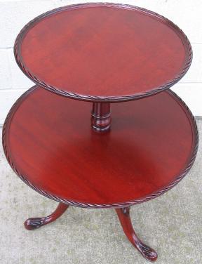 Two Tiered Mahogany End Table With Shading