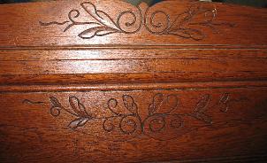 Oak Bed, Detail Of Carving On Headboard Crest