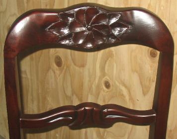 Chair With Carved Flower On Back Rail Completed, Detail