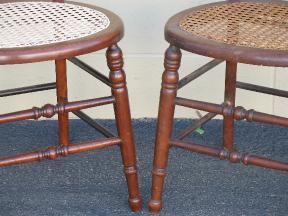 Detail Of Two Chairs With Before And After Restored Lacquer Finish