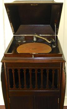 Phonograph Cabinet Restored, Lid Up, Showing Turntable