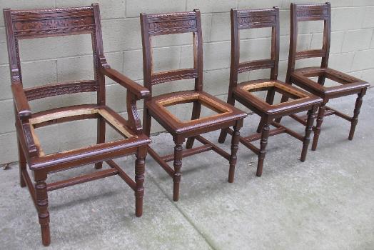 Set Of Four Chairs After Repairs And Refurbishing