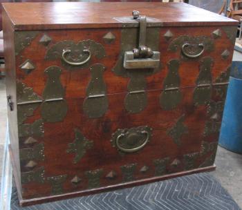 Asian Trunk With Brass Hardware After Refurbish