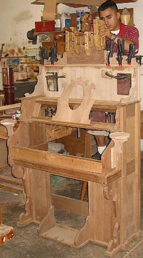 New Top Being Assembled Onto Parlor Organ