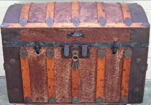 Red & Gold Stamped Metal Trunk