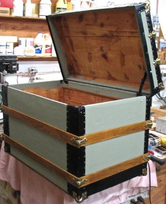 Trunk Near Completion With Lid Open, From Front